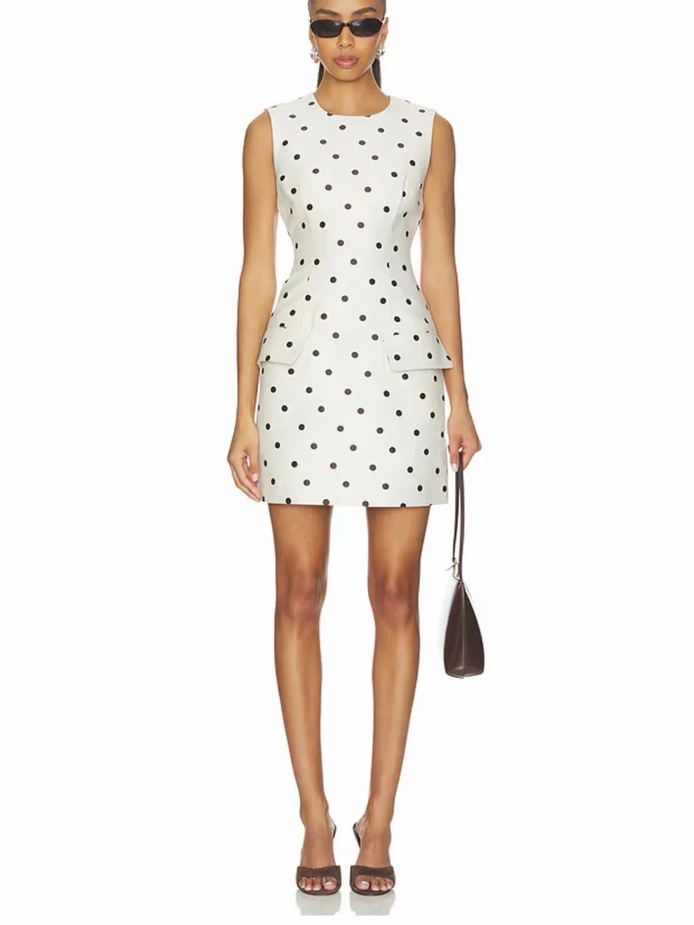 Revolve Baum Und pfergarten White Polka Dot Sleeveless Peplum Mini Dress